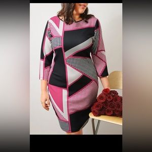 Beautiful magenta/pink houndstooth dress!